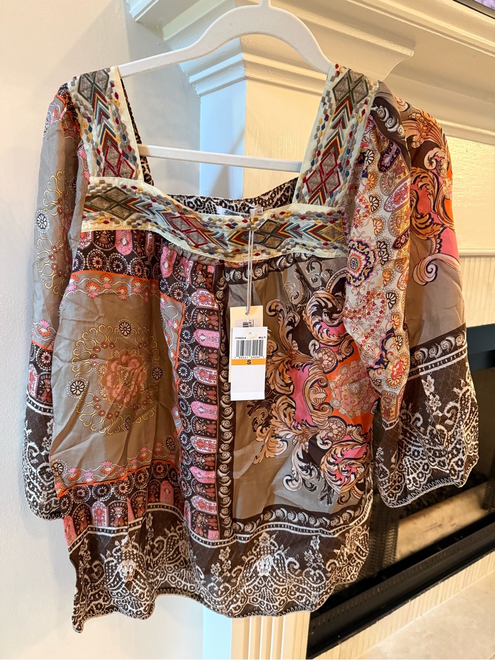 Johnny Was Flora Lace Blouse NWT Embroidered Boho Top S $27